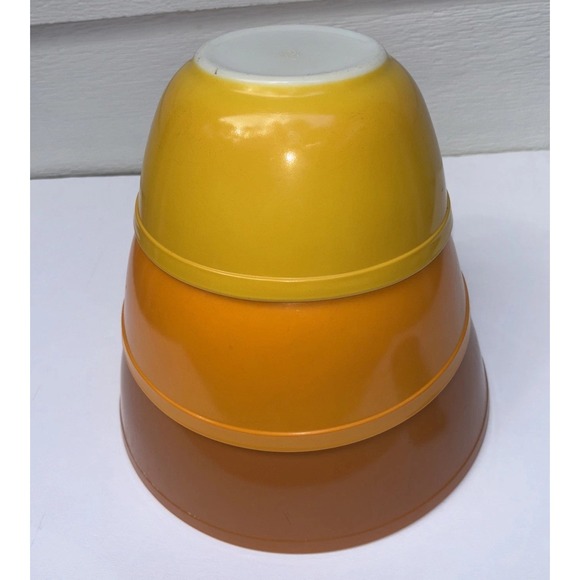 Pyrex Other - Vtg Pyrex Burnt Orange Yellow & Orange Set of 3 Mixing Bowls 402 403 404 Fall